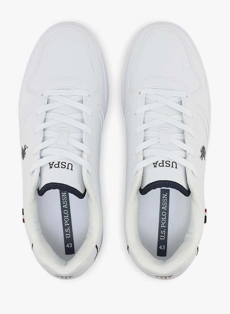 U.S. Polo Assn. white Men's White Stylish Low-Top Casual Sneakers - Durable Lace-Up Design with Comfort Cushioned Sole for Everyday Active Wear for Men | Best Price UAE